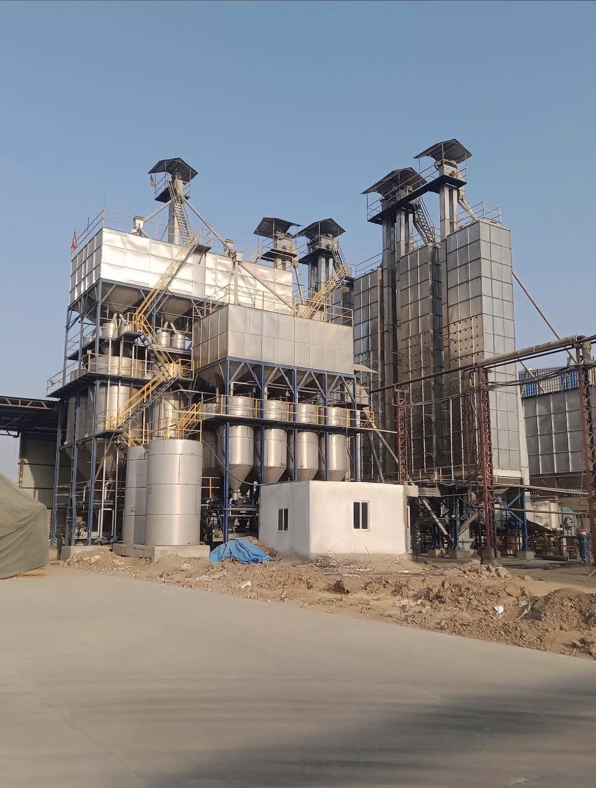 The drying and milling towers at the MASP Foods mill in Madhya Pradesh